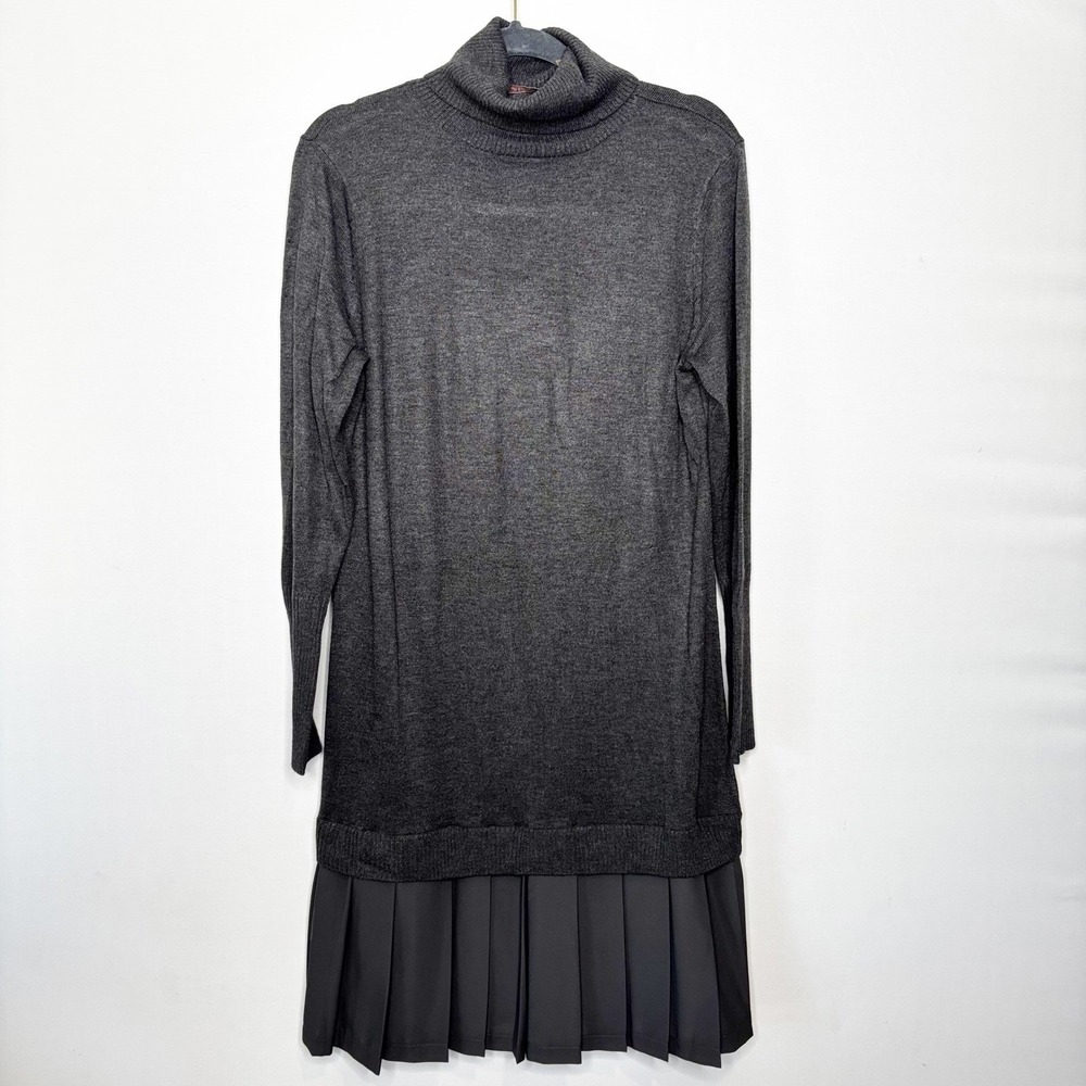 Soft Surroundings Gray Sweater Dress Size M Turtleneck Pleated Skirt Classic
